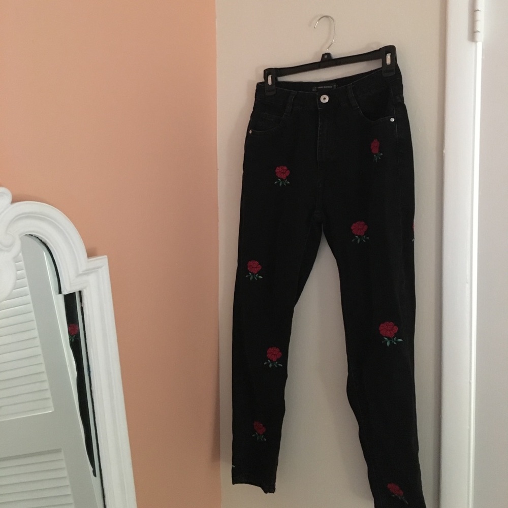 Zara rose print jeans